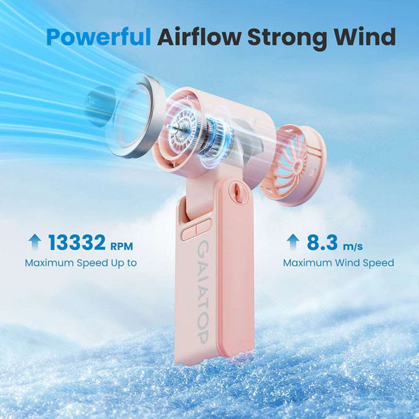 Gaiatop Portable 3-in-1 Handheld Neck Desk Fan with LED Display and Long Battery Life HF-19 - Image 9