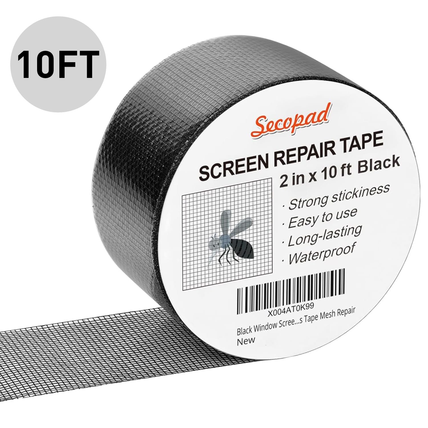 Black Window Screen Repair Tape, Screen Repair Kit for Windows or Doors, Strong Adhesive Fiberglass Mesh Patch Tape
