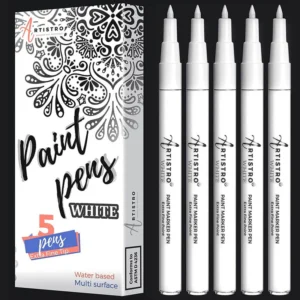 Artistro White Paint Pens, Extra-Fine Tip — Set of 5 White Markers