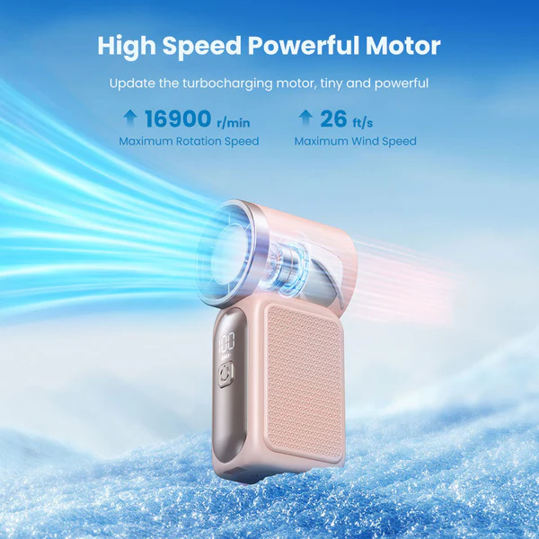 Gaiatop Ultra-Compact Turbo Handheld Fan with LED Display - Pocket-Sized, High-Speed Cooling HF-18 - Image 8