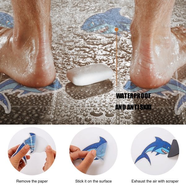 Secopad Non Slip Shark Bathtub Stickers, 20 PCS Adhesive Anti Slip Decal Threads for Shower and Bath Tub - Image 7