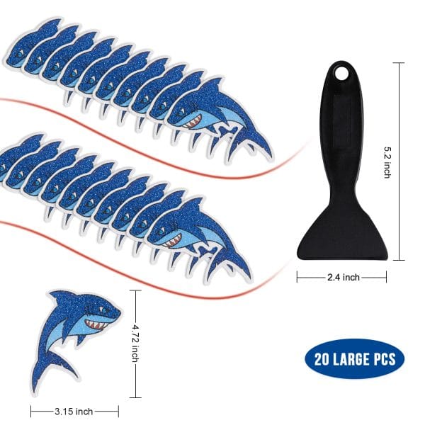 Secopad Non Slip Shark Bathtub Stickers, 20 PCS Adhesive Anti Slip Decal Threads for Shower and Bath Tub - Image 6