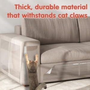 Secopad 18 Pcs Large Cat Scratch Furniture Protector, Transparent Couch Protector from Cat Claws, Single-Sided Self Adhesive Anti Pet Deterrent Sofa Cover, 17in/14in