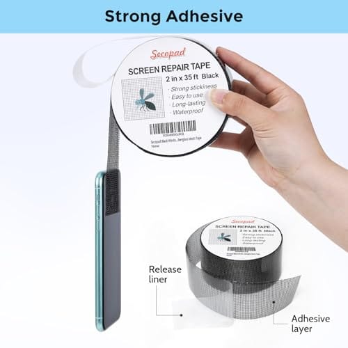 Black Window Screen Repair Tape, Screen Repair Kit for Windows or Doors, Strong Adhesive Fiberglass Mesh Patch Tape - Image 7