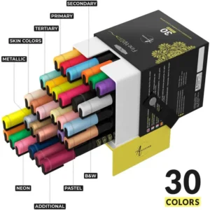 Artistro Acrylic Paint Pens For Fabric & Glass, Fine Tip — 30 Colored Markers