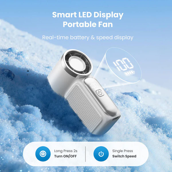 Gaiatop Ultra-Compact Turbo Handheld Fan with LED Display - Pocket-Sized, High-Speed Cooling HF-18 - Image 4