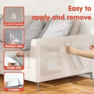 Secopad 12 Pcs Large Cat Scratch Furniture Protector, Transparent Couch Protector from Cat Claws, Single-Sided Self Adhesive Anti Pet Deterrent Sofa Cover, 17in/14in