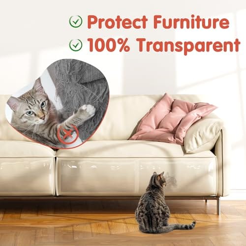 Secopad 18 Pcs Large Cat Scratch Furniture Protector, Transparent Couch Protector from Cat Claws, Single-Sided Self Adhesive Anti Pet Deterrent Sofa Cover, 17in/14in - Image 4