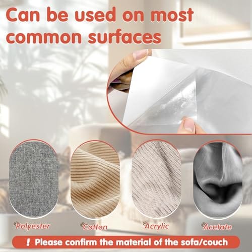 Secopad 18 Pcs Large Cat Scratch Furniture Protector, Transparent Couch Protector from Cat Claws, Single-Sided Self Adhesive Anti Pet Deterrent Sofa Cover, 17in/14in - Image 7