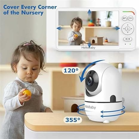 HelloBaby 6 Split Screen Video Baby Monitor with 2 Cameras HB6560-2