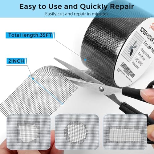 Black Window Screen Repair Tape, Screen Repair Kit for Windows or Doors, Strong Adhesive Fiberglass Mesh Patch Tape - Image 5