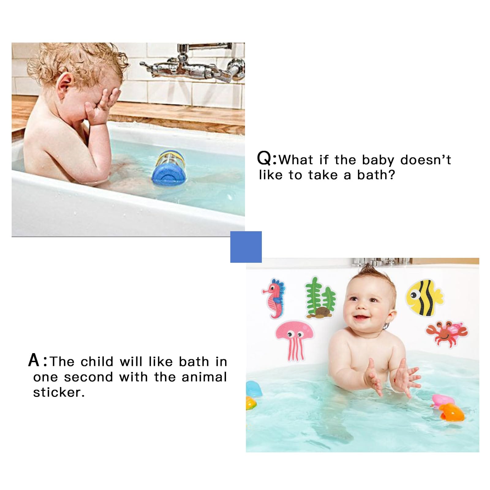 Secopad Non Slip Bathtub Stickers, 20pcs Submarine Sea Creature Adhesive Kids Anti Slip Decal Treads for Shower and Bath Tub with Premium Scraper - Image 2