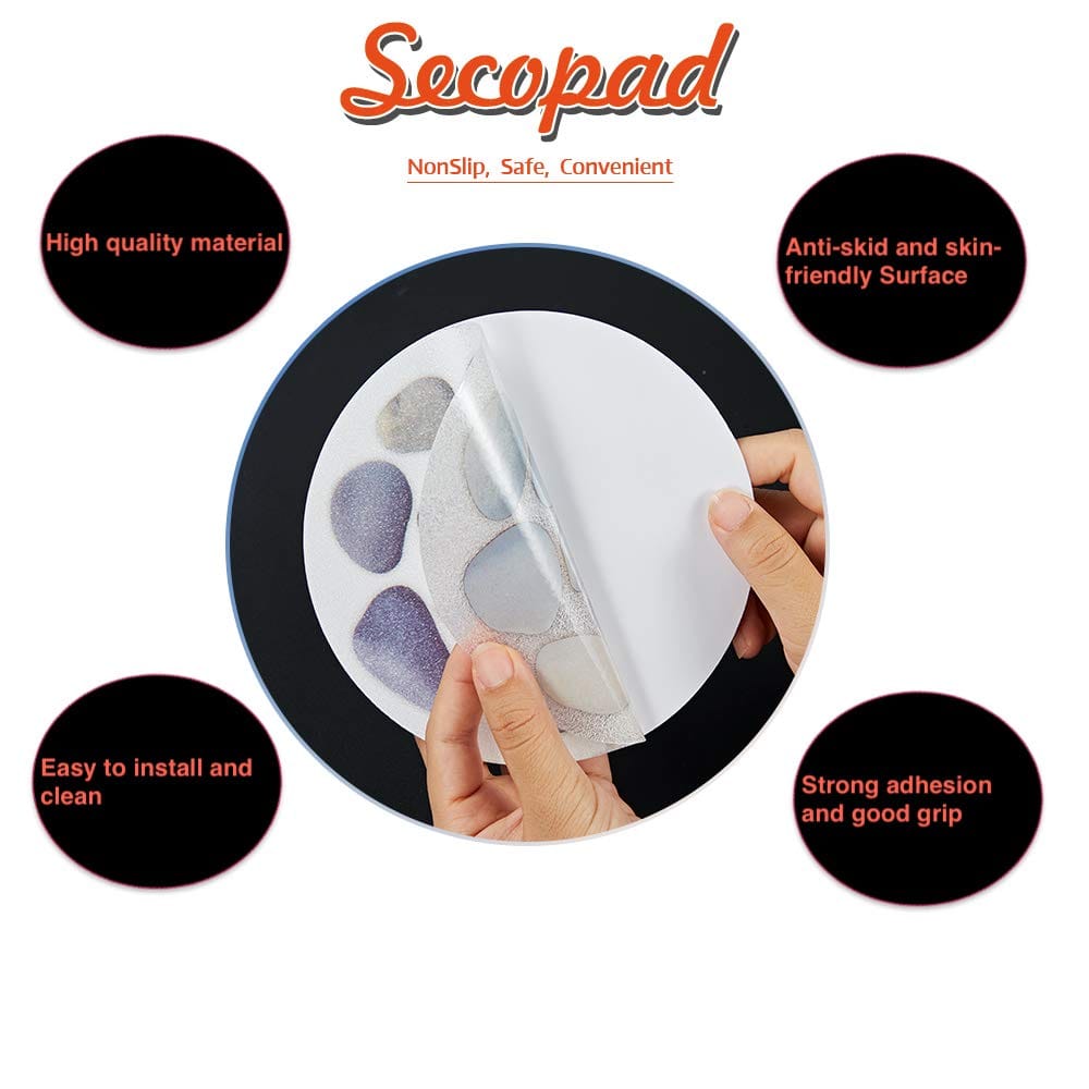 Secopad Non Slip Bathtub Stickers, 10 PCS Large Cobblestone Adhesive Anti Slip Decal Treads for Shower and Bath Tub with Premium Scraper