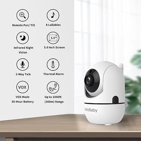 HelloBaby 5" Baby Monitor with 3 Cameras HB6550-3 - Image 7