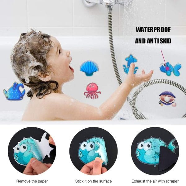Secopad 20PCS Non Slip Bathtub Stickers, Large Sea Adhesive Kids Anti Slip Decal Threads for Shower and Bath Tub with Premium Scraper - Image 6