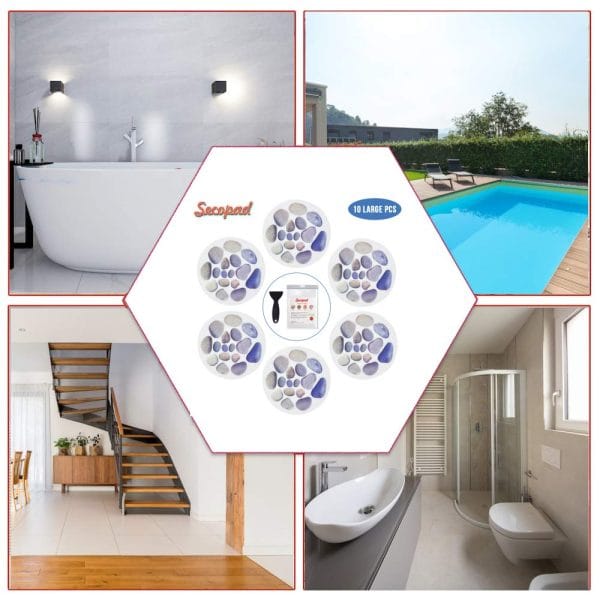 Secopad Non Slip Bathtub Stickers, 10 PCS Large Cobblestone Adhesive Anti Slip Decal Treads for Shower and Bath Tub with Premium Scraper - Image 2