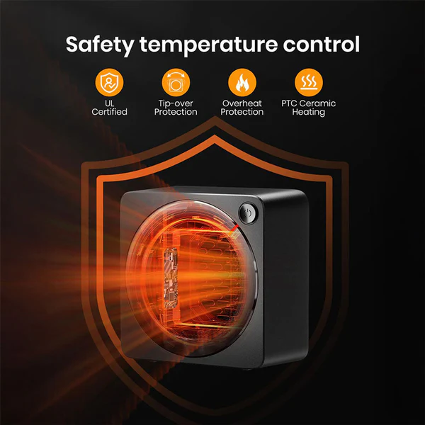 Gaiatop 500W Portable Space Heater – Fast Heating, Compact Design with Tip-Over & Overheat Protection SH-02 - Image 8