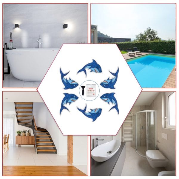 Secopad Non Slip Shark Bathtub Stickers, 20 PCS Adhesive Anti Slip Decal Threads for Shower and Bath Tub - Image 3