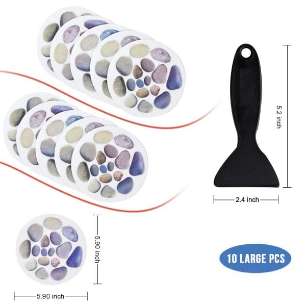Secopad Non Slip Bathtub Stickers, 10 PCS Large Cobblestone Adhesive Anti Slip Decal Treads for Shower and Bath Tub with Premium Scraper - Image 6