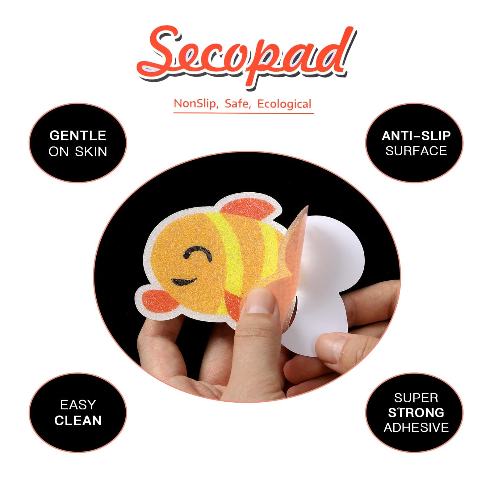 Secopad Non Slip Bathtub Stickers, 20pcs Submarine Sea Creature Adhesive Kids Anti Slip Decal Treads for Shower and Bath Tub with Premium Scraper - Image 5