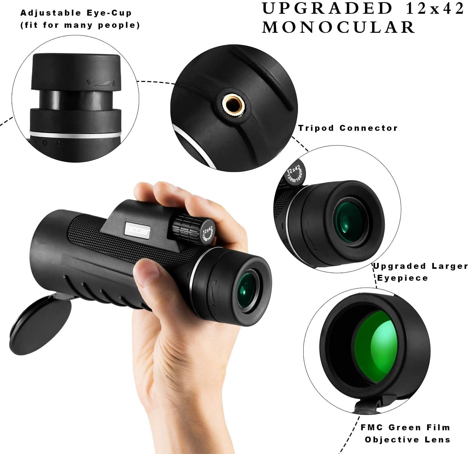 Occer Upgraded 12X42 HD Compact Monocular Telescope for Adults - Image 2