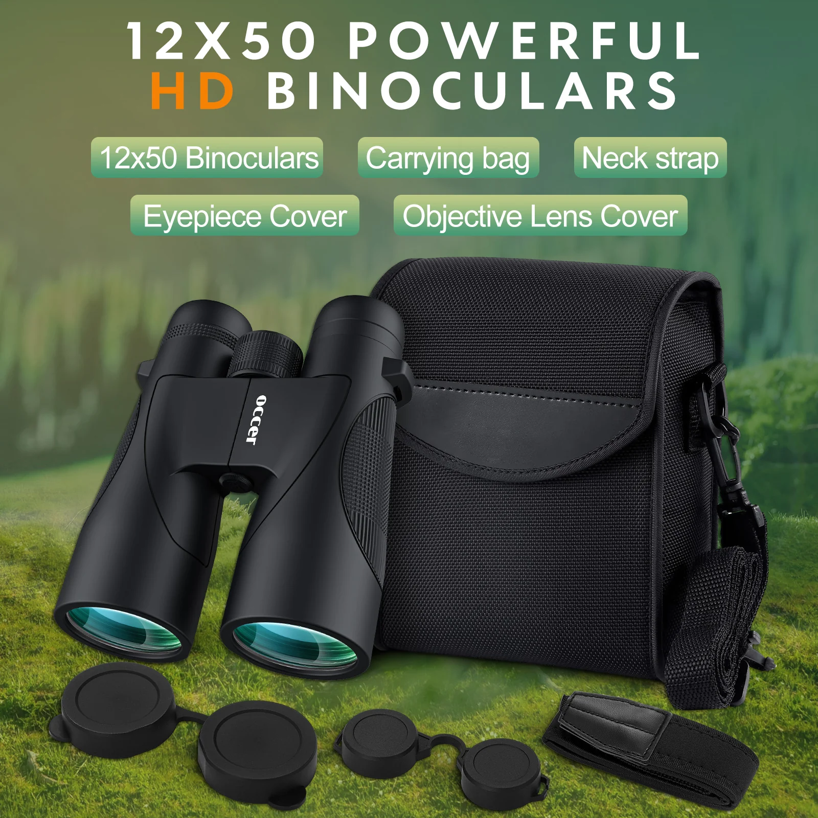 Occer 12x50 Bird Watching Binoculars for Adults HD High Powered Binoculars - Image 3