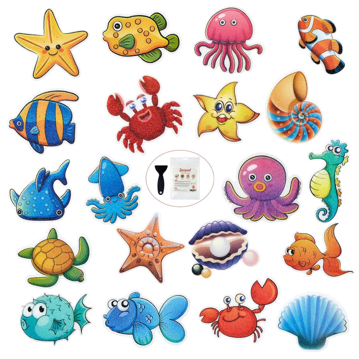 Secopad 20PCS Non Slip Bathtub Stickers, Large Sea Adhesive Kids Anti Slip Decal Threads for Shower and Bath Tub with Premium Scraper - Image 4