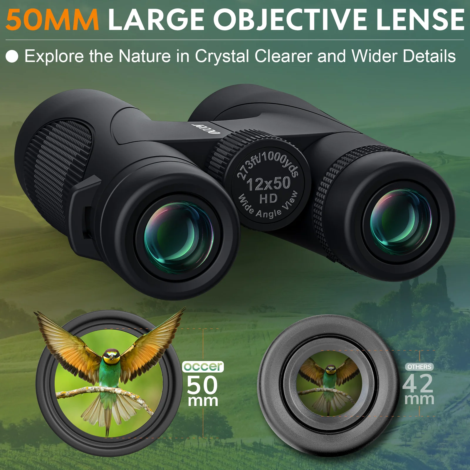 Occer 12x50 Bird Watching Binoculars for Adults HD High Powered Binoculars - Image 4