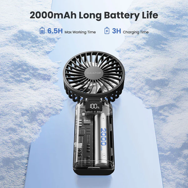 Gaiatop Portable Handheld Fan With Digital Display Foldable 3 Speed USB Ideal For Desk And Travel HF-06 - Image 7