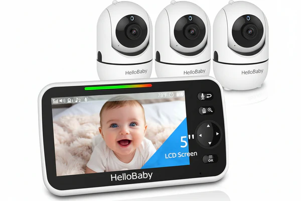 HelloBaby 5" Baby Monitor with 3 Cameras HB6550-3 - Image 3