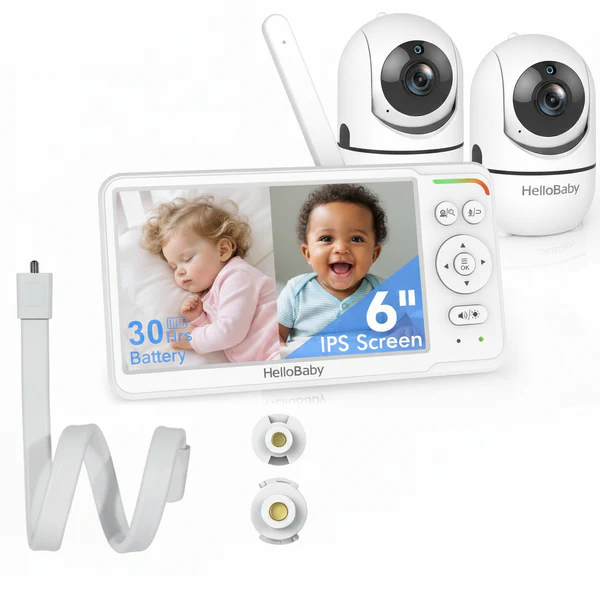 HelloBaby 6 Split Screen Video Baby Monitor with 2 Cameras HB6560-2 - Image 4