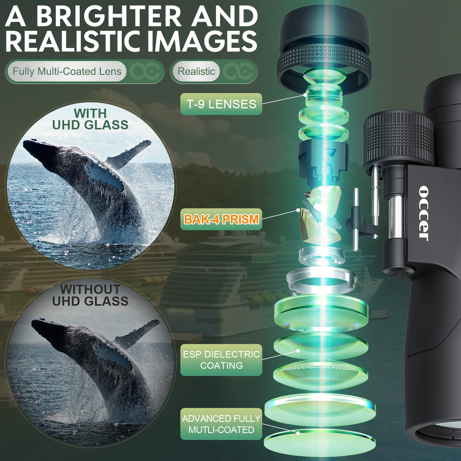 Occer 12x50 Bird Watching Binoculars for Adults HD High Powered Binoculars - Image 5