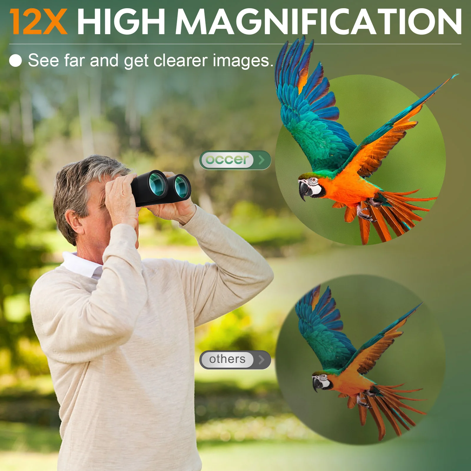 Occer 12x50 Bird Watching Binoculars for Adults HD High Powered Binoculars - Image 6