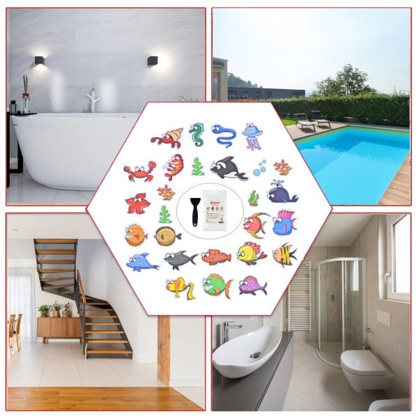 Secopad Non Slip Bathtub Stickers, 31 Large Sea Adhesive Anti Slip Decal Threads with Premium Scraper - Image 2