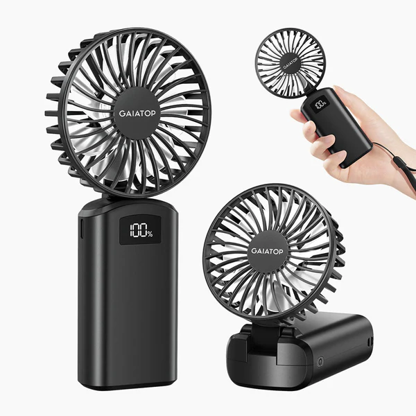 Gaiatop Portable Handheld Fan With Digital Display Foldable 3 Speed USB Ideal For Desk And Travel HF-06 - Image 2