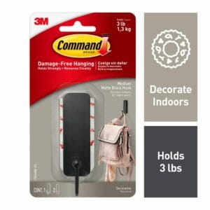 Command™ Decorative Medium Matte Black Hook