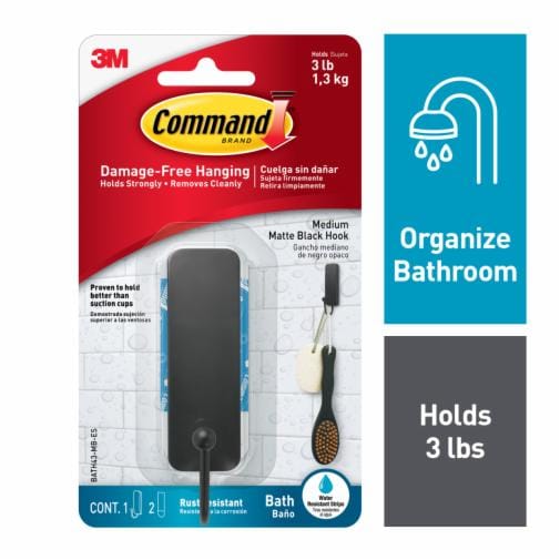 Command™ Bath Medium Matte Black Hook - Image 6