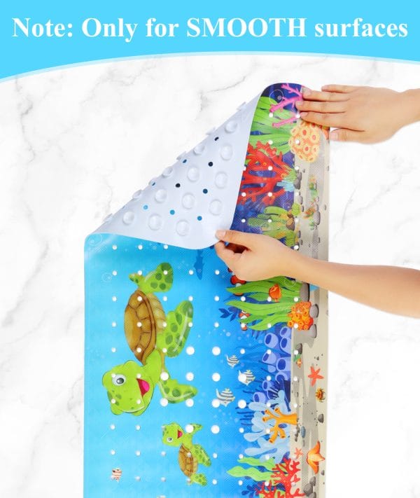 Secopad Baby Bath Mat, Cartoon Kids Bathtub Mat Non Slip for Toddler Bath Shower Anti Slip, 40In X 16In with Drain Holes and Suction Cups Machine Washable - Image 3