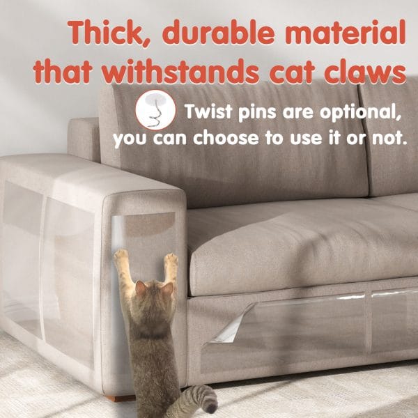 Secopad 12 Pcs Large Cat Scratch Furniture Protector, Transparent Couch Protector from Cat Claws, Single-Sided Self Adhesive Anti Pet Deterrent Sofa Cover, 17in/14in - Image 4