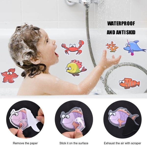 Secopad Non Slip Bathtub Stickers, 31 Large Sea Adhesive Anti Slip Decal Threads with Premium Scraper - Image 4