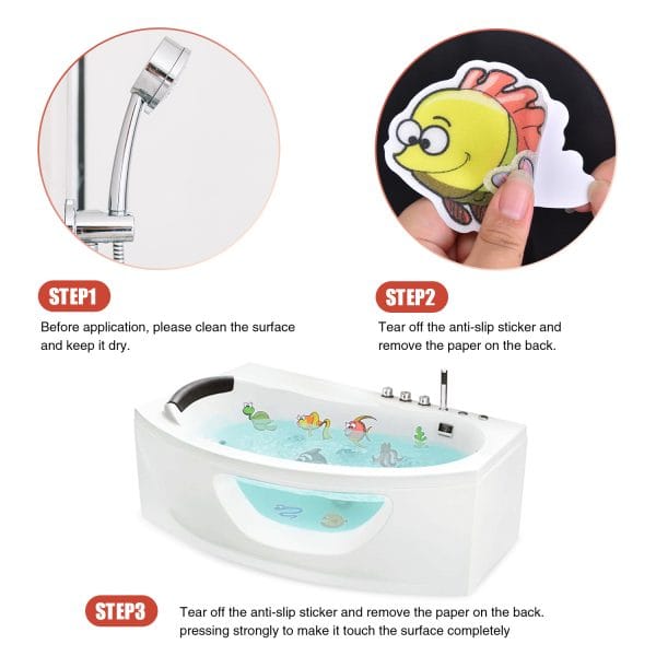 Secopad Non Slip Bathtub Stickers, 31 Large Sea Adhesive Anti Slip Decal Threads with Premium Scraper - Image 3
