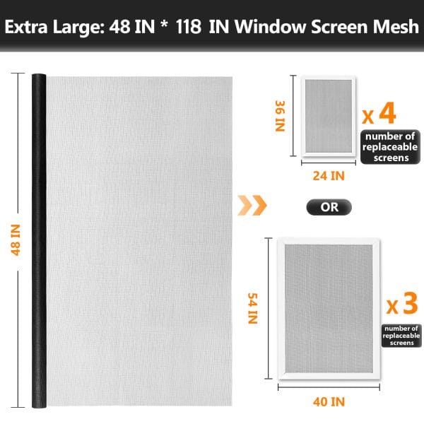 Secopad Window Screens Replacement Repair Kit, Screen Door Mesh Replacement Kit, Durable Fiberglass Mesh Roll with Tools for Windows Doors Patio and Porch48″*118″ - Image 4